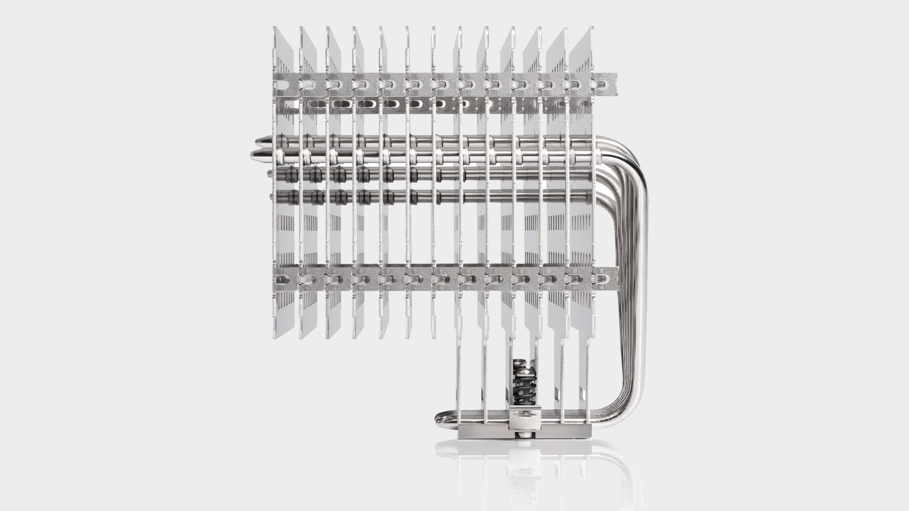 Noctua NH-P1 passive CPU cooler shot from the side on a blank background