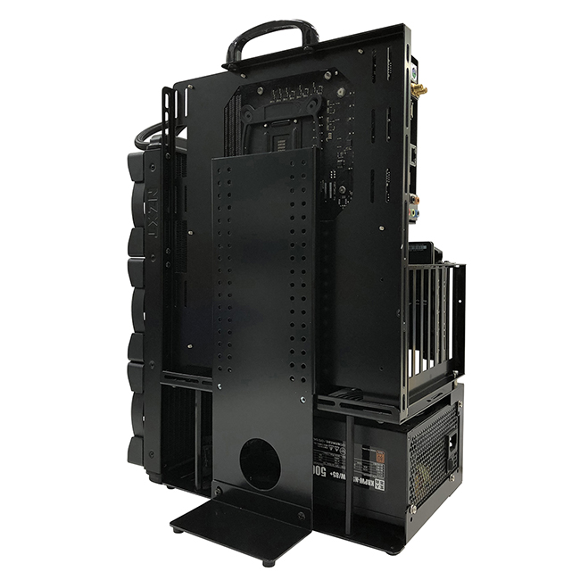 front view of open Nagao Seisakusho case sans monitor
