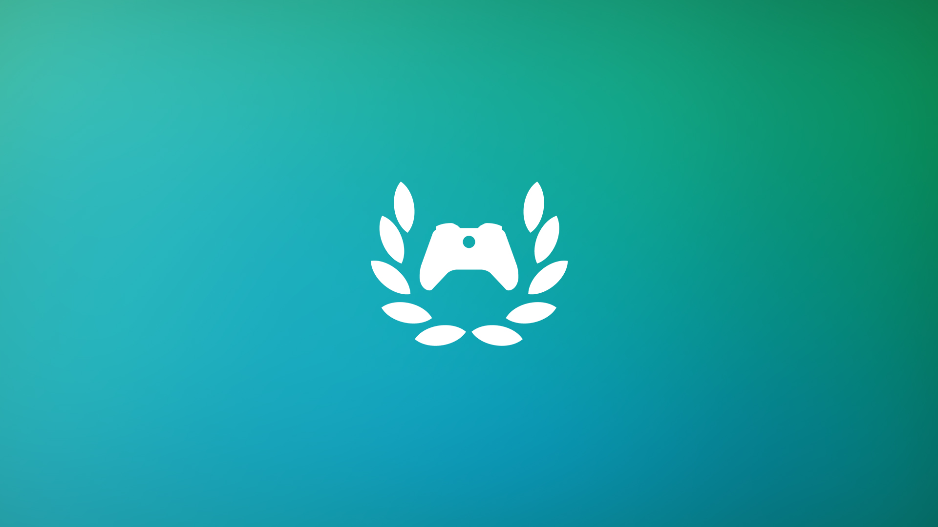 The Xbox Ambassadors logo featuring a white controller surrounded by white laurel leaves on a soft rainbow gradient background.