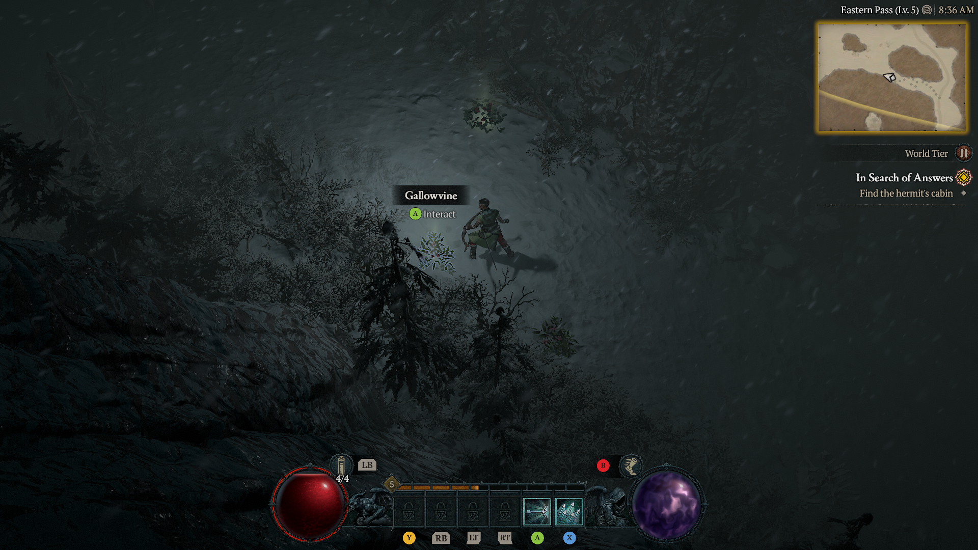 Two herb bushes in the Fractured Peaks in Diablo 4.