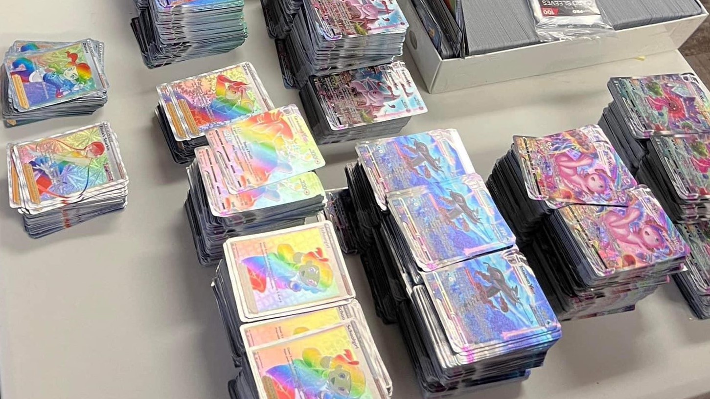 A stack of illicit Pokemon cards.