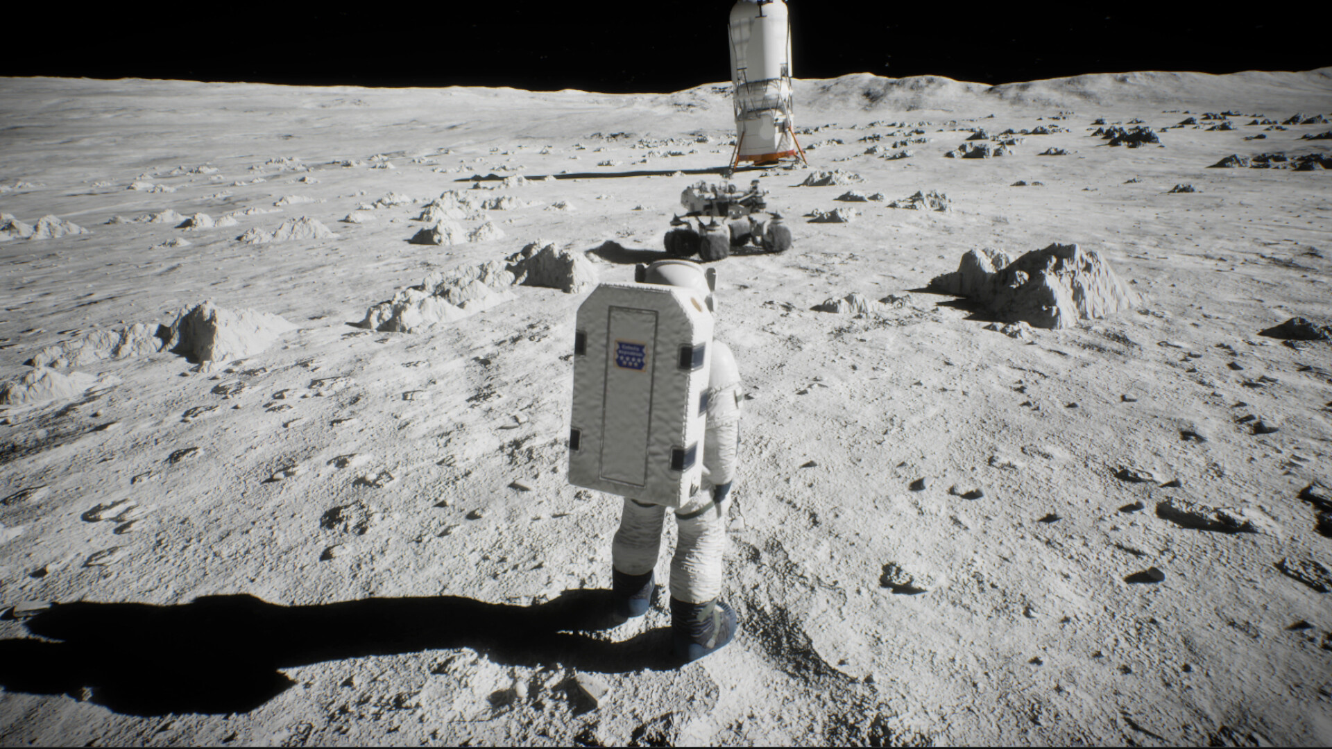 A screenshot from in-development space videogame Moonshot