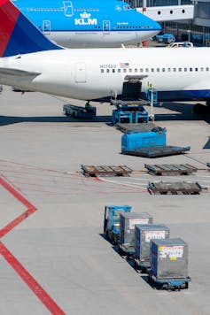 cargo loaded into back of a plane